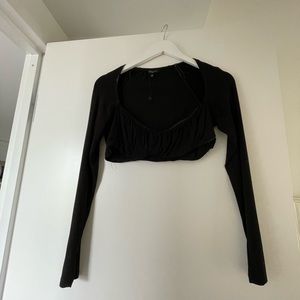 Dynamite black long sleeve square neck crop top